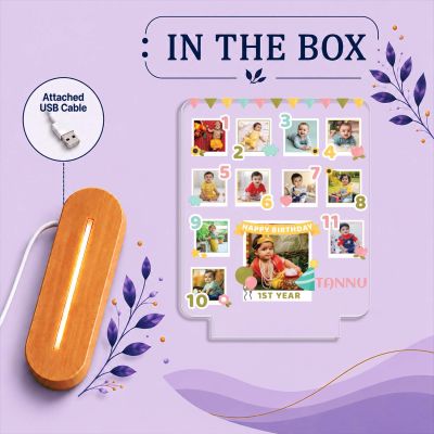 Personalized Baby's 1st Year Growth Journey Acrylic LED Photo Frame Lamp  Ideal First Birthday Decoration & Newborn Keepsake Gift Birthday Gift for Newborns & Toddlers